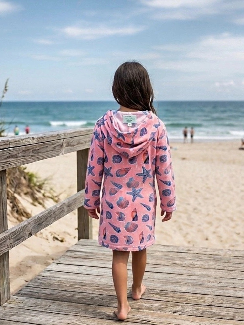 Muddy Puddles Beach Towel Poncho Pink Starfish
